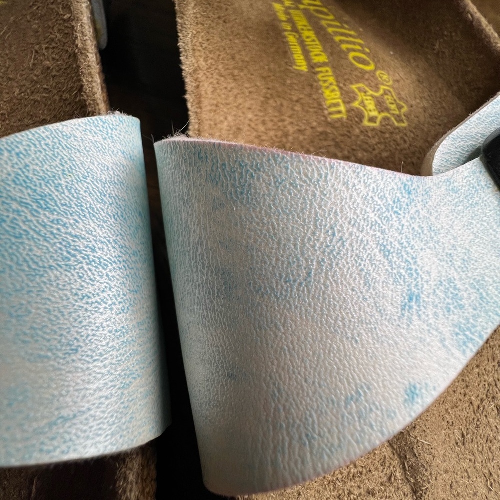 Birkenstock Papillio Sydney Sandals Ice Cold Blue Leather Women’s 8 Cork Footbed - Picture 3 of 6